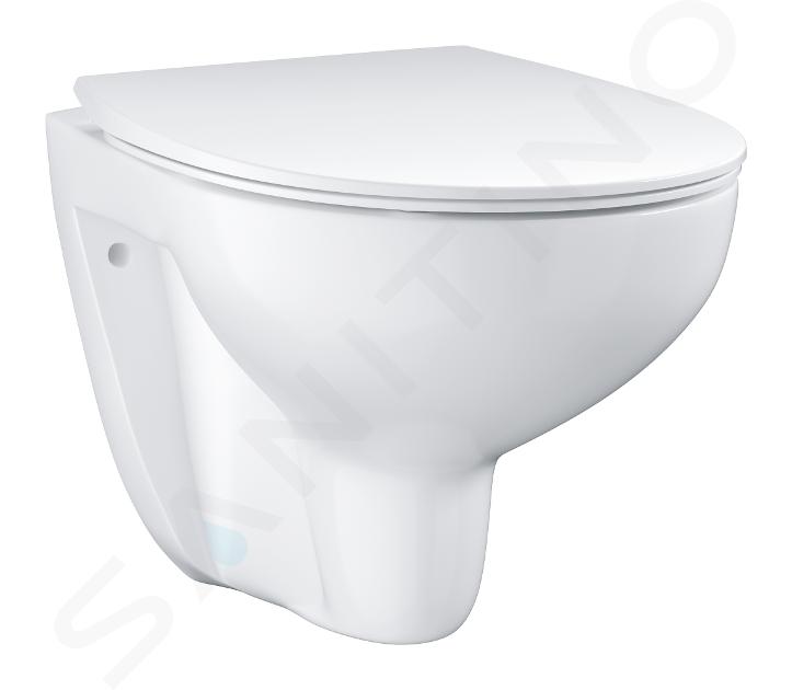 Grohe Bau Ceramic - Inodoro suspendido con asiento Slim, softclose, rimless, blanco alpino 39899000