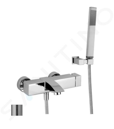 Paffoni Level - Miscelatore con accessori per vasca da bagno, acciaio inox LEC023ST