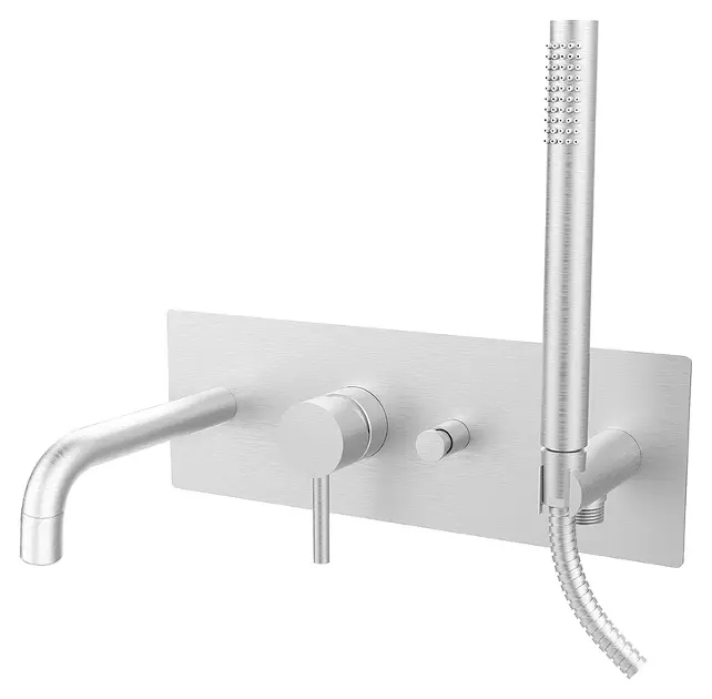 Paffoni Light - Miscelatore ad incasso per vasca da bagno, con accessori e corpo incasso, acciaio inox LIG001ST