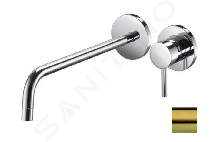 Paffoni Light - Grifo empotrado de lavabo, con cuerpo de montaje, 2 orificios, oro cepillado LIG006HGSP70