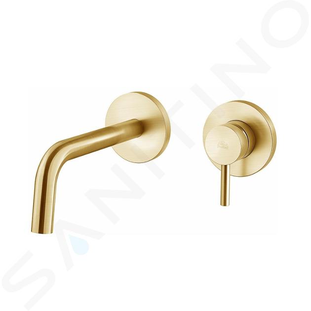 Paffoni Light - Grifo empotrado de lavabo, con cuerpo de montaje, 2 orificios, oro cepillado LIG104HGSP70