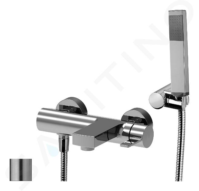 Paffoni Rock - Miscelatore con accessori per vasca da bagno, acciaio inox RO023ST