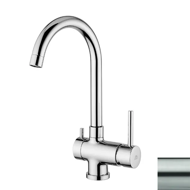 Paffoni Stick - Keukenkraan met stopkraan, rvs SK184ST | Sanitino.be/nl