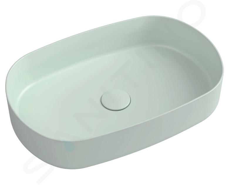 Sapho Infinity - Lavabo da appoggio, 55x36 cm, senza sfioratore, verde menta 10NF65055-2T