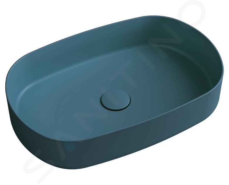 Sapho Infinity - Lavabo da appoggio, 550x360 mm, senza sfioratore, verde petrolio 10NF65055-2P