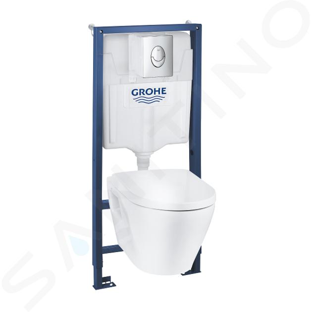 Grohe Solido - Toiletset met inbouwtoilet, hangtoilet Serel en wc bril softclose, bedieningspaneel Start, chroom/wit 39583000