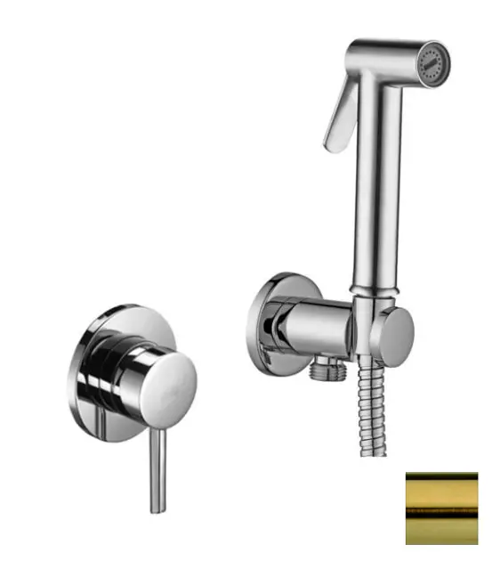 Paffoni Bidet Kit - Bidetarmatur, Unterputz, mit Brause und Einbaukörper, Gold gebürstet KITDUP110HGSP