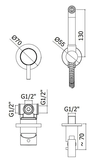 Juego ducha bidet empotrado de Paffoni — Singular