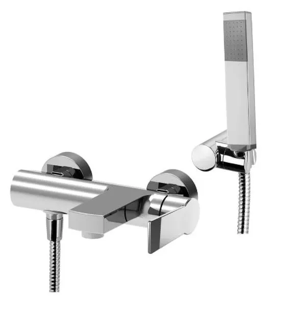 Rubinetto Miscelatore Per Vasca In Acciaio Inox Cromato - Design Moderno A Parete - Foto 2