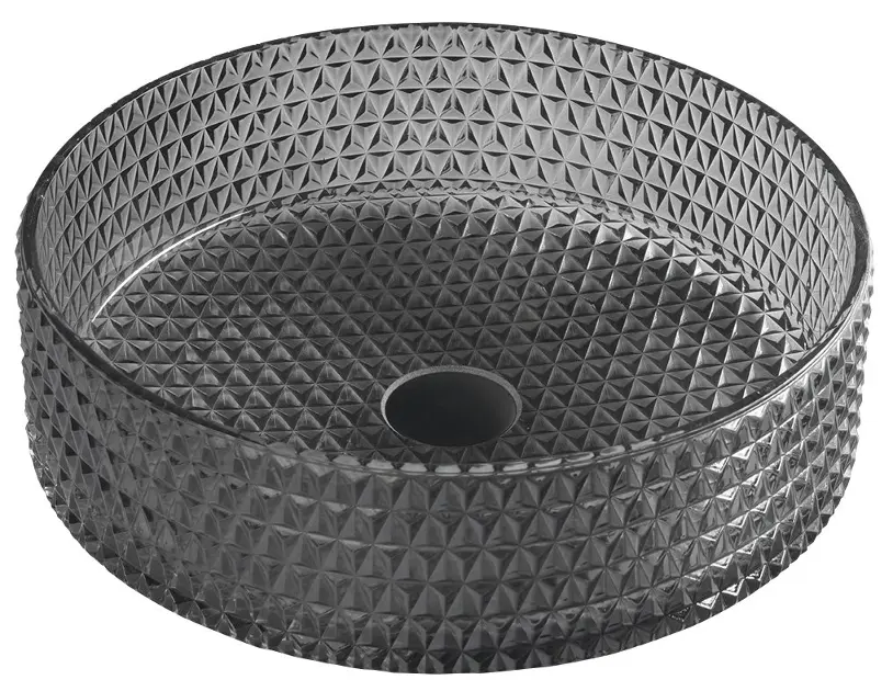Sapho Beauty - Umývadlo na dosku, priemer 40 cm, bez prepadu, čierne sklo TY214