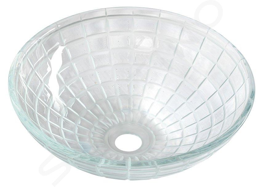 Sapho Beauty - Lavabo sobre encimera, diámetro 42 cm, sin rebosadero, cristal transparente TY153