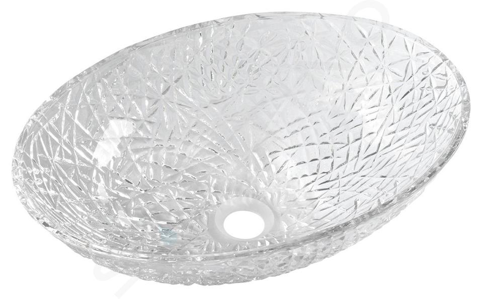 Sapho Beauty - Lavabo da appoggio, 50x36 cm, senza sfioratore, vetro trasparente TY305CL