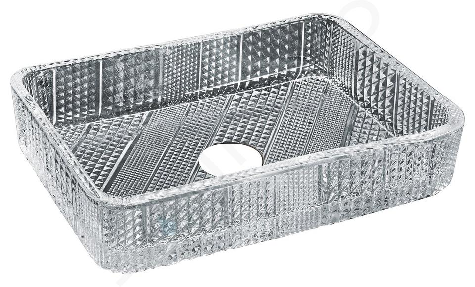 Sapho Beauty - Lavabo para encimera, 45x33 cm, sin rebosadero, cristal transparente TY227