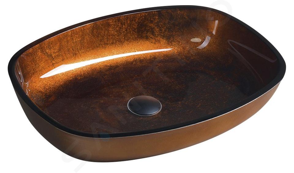 Sapho Beauty - Lavabo da appoggio, 54x40 cm, senza troppopieno, vetro marrone TY223