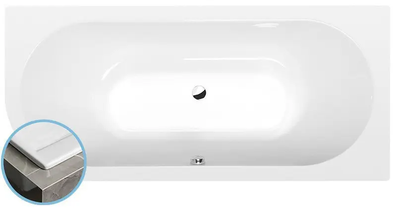 Polysan - Asimetrična kada, 185x80x47 cm, desna, bijela 72129S