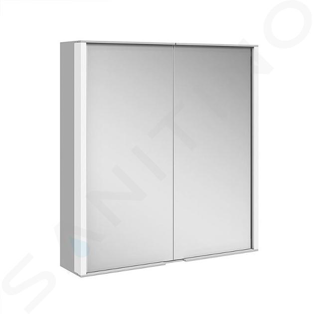 Keuco Royal Match - Armoire miroir avec éclairage LED, 65x70x16 cm, alu elox argenté 12801171311