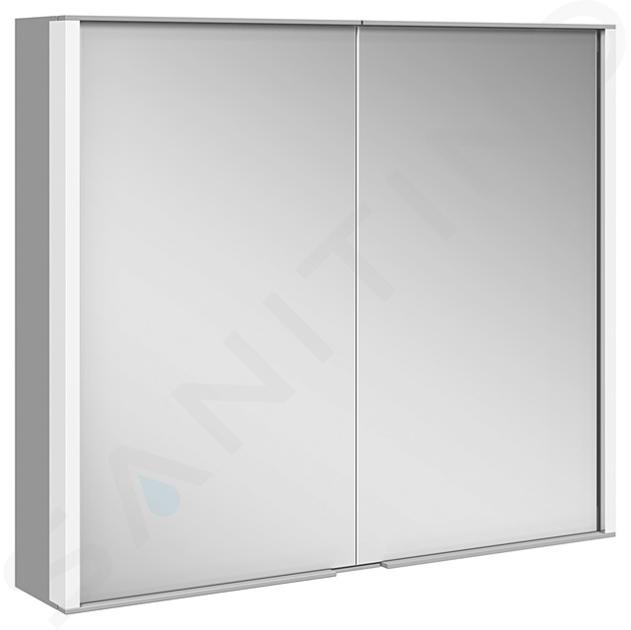 Keuco Royal Match - Armoire miroir avec éclairage LED, 80x70x16 cm, alu elox argenté 12802171311