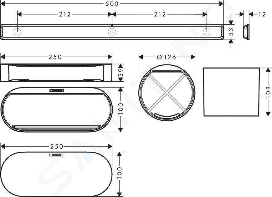 Hansgrohe WallStoris - Set di accessori per bagno, nero opaco 27968670