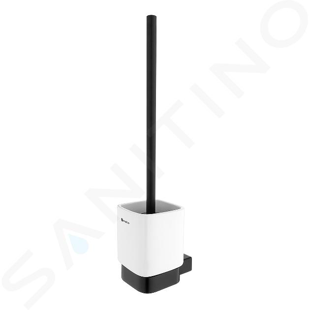 Nimco Kibo - Escobilla de WC de pared, con soporte, cerámica blanca/negro mate Ki-14094KN-90