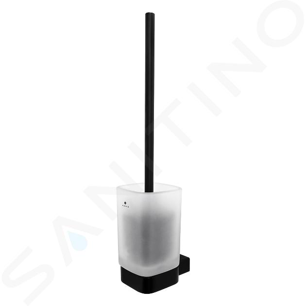 Nimco Kibo - Toiletborstel met houder, matglas/zwart mat Ki-14094CN-90