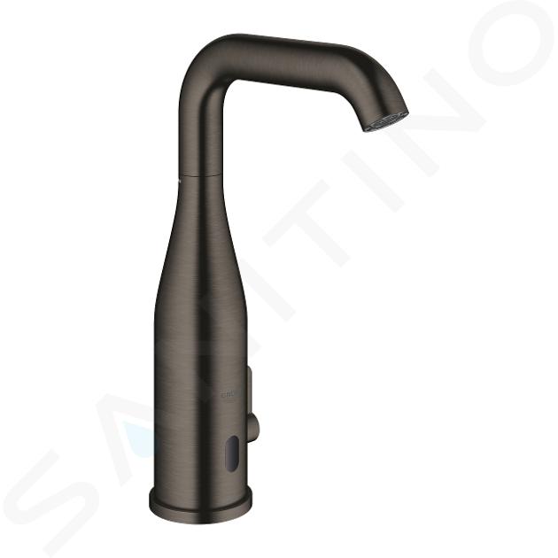 Grohe Essence E - Grifo electrónico de infrarrojos para lavabo con dispositivo de mezcla y limitador de temperatura ajustable, Hard Graphite cepillado 36445AL0