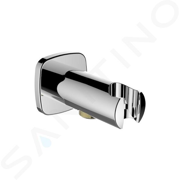 Laufen Accesorios de ducha - Conexión de manguera de ducha con soporte de ducha de pared  City 1/2", cromo HF504773100000