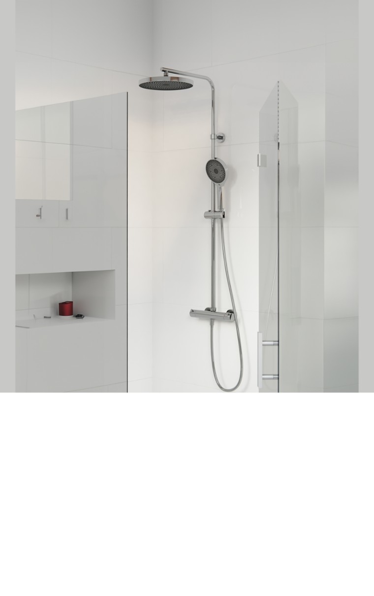 kielle Oudee - Set de douche avec thermostat, 26 cm, 3 jets, chrome 20602010