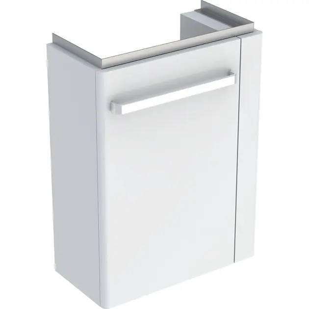 Geberit Selnova Compact - Waschtischunterschrank, 448x252x604 mm, 1 Tür, Scharniere links, weiß glänzend/weiß matt 501.498.00.1