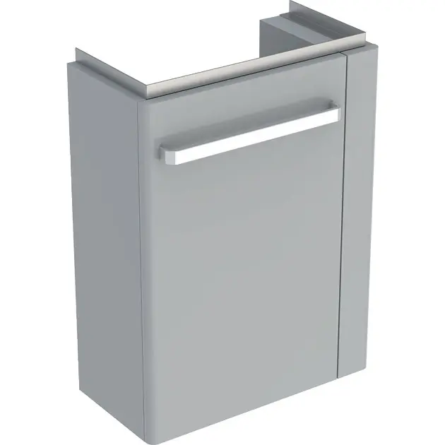 Geberit Selnova Compact - Meuble pour lavabo, 448x252x604 mm, 1 porte, charnières à gauche, gris clair 501.497.00.1