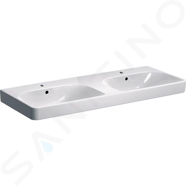 Geberit Smyle Square - Dvojumyvadlo 1200x480 mm, s přepadem, 2 otvory pro baterie, bílá 500.223.01.1