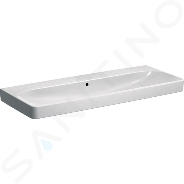 Geberit Smyle Square - Dvojumyvadlo 1200x480 mm, s přepadem, bez otvoru pro baterii, bílá 500.225.01.1