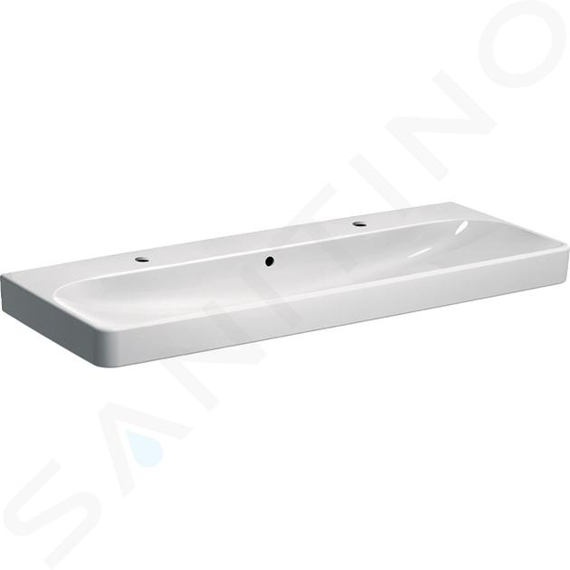 Geberit Smyle Square - Lavabo a doppia vasca 1200x480 mm, con troppopieno, 2 fori per miscelatore, bianco 500.253.01.1