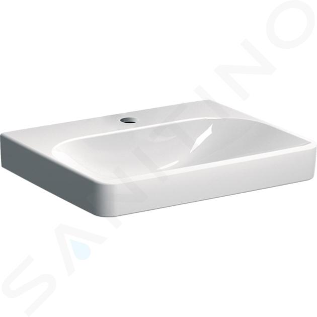 Geberit Smyle Square - Umyvadlo 600x480 mm, bez přepadu, otvor pro baterii, bílá 501.732.00.1