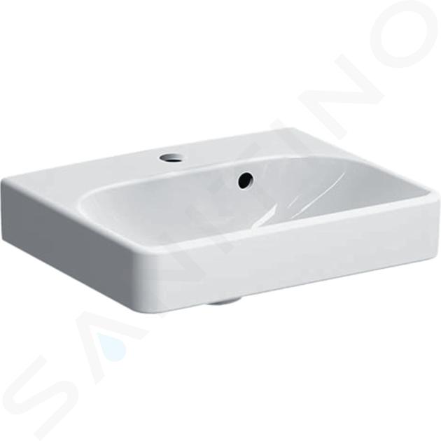 Geberit Smyle Square - Lavabo 450x360 mm, con troppopieno, foro per miscelatore, bianco 500.222.01.1