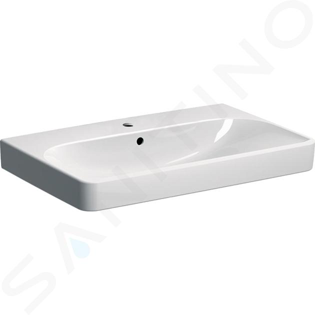 Geberit Smyle Square - Umyvadlo 750x480 mm, s přepadem, otvor pro baterii, bílá 500.249.01.1