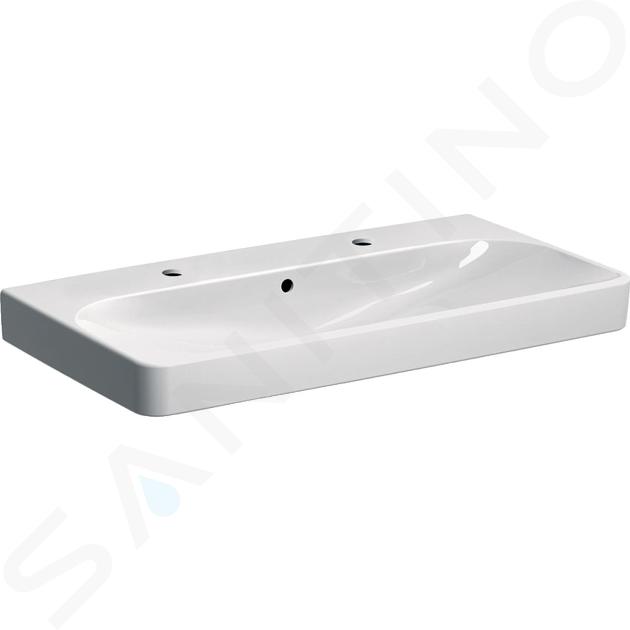 Geberit Smyle Square - Waschtisch 90x48 cm, mit Überlauf, 2 Hahnlöcher, weiß 500.252.01.1