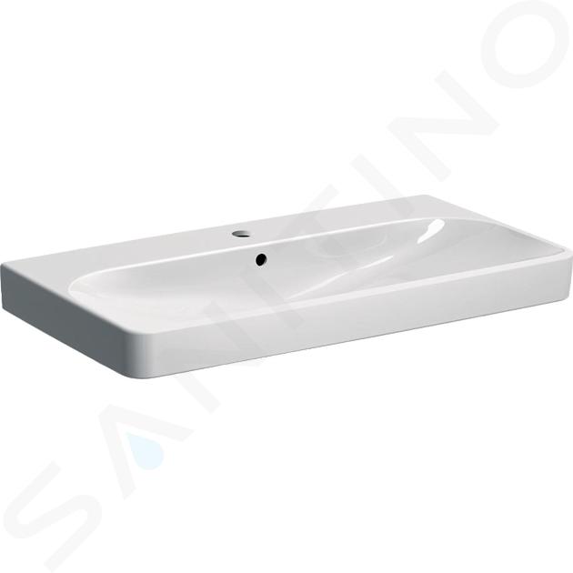 Geberit Smyle Square - Umyvadlo 90x48 cm, s přepadem, otvor pro baterii, bílá 500.251.01.1