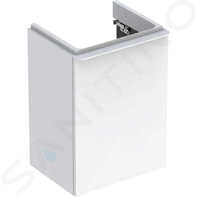 Geberit Smyle Square - Meuble pour lavabo, 442x356x617 mm, 1 porte, charnières à gauche, blanc brillant / blanc mat 500.351.00.1