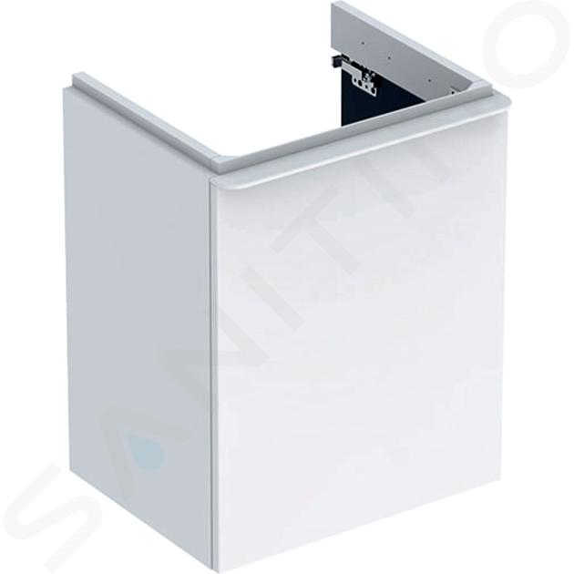 Geberit Smyle Square - Waschtischunterschrank, 492x406x617 mm, 1 Tür, Scharniere links, weiß glänzend/weiß matt 500.364.00.1