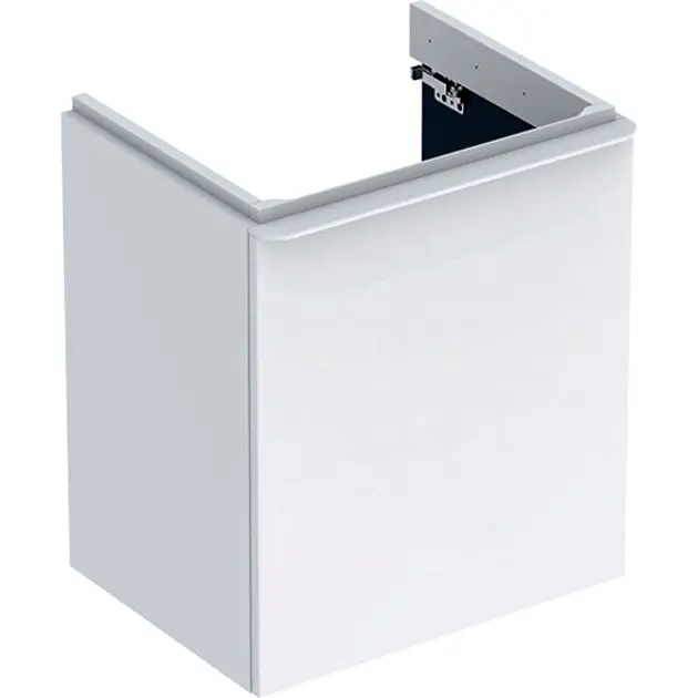 Geberit Smyle Square - Meuble pour lavabo, 536x433x617 mm, 1 porte, charnières à gauche, blanc brillant / blanc mat 500.366.00.1