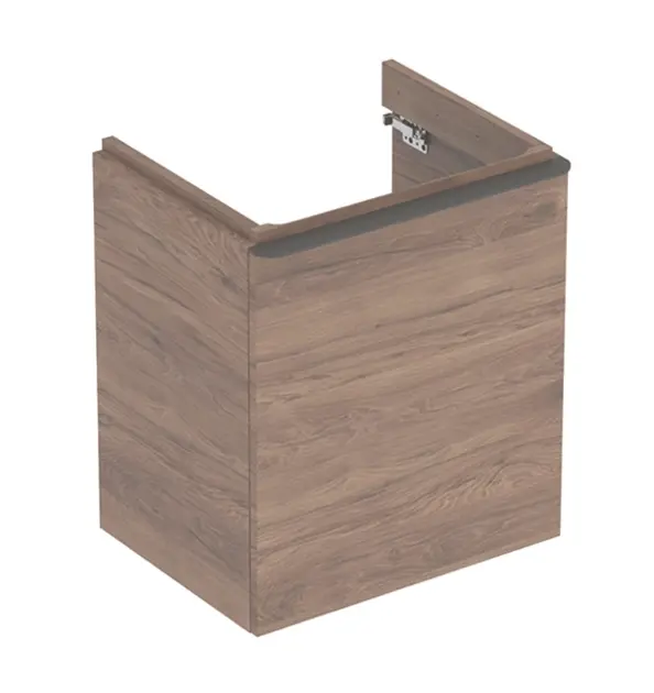 Geberit Smyle Square - Meuble pour lavabo, 54x43x62 cm, 1 porte, charnières à gauche, noyer / lave 500.366.JR.1