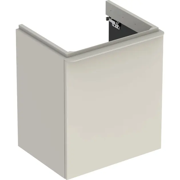 Geberit Smyle Square - Meuble pour lavabo, 536x433x617 mm, 1 porte, charnières à gauche, sable gris 500.366.JL.1