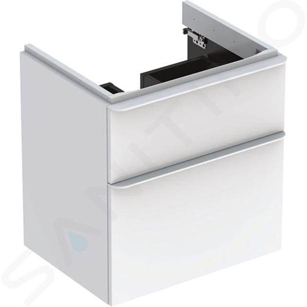 Geberit Smyle Square - Mueble de lavabo, 584x470x617 mm, 2 cajones, blanco brillante/blanco mate 500.352.00.1