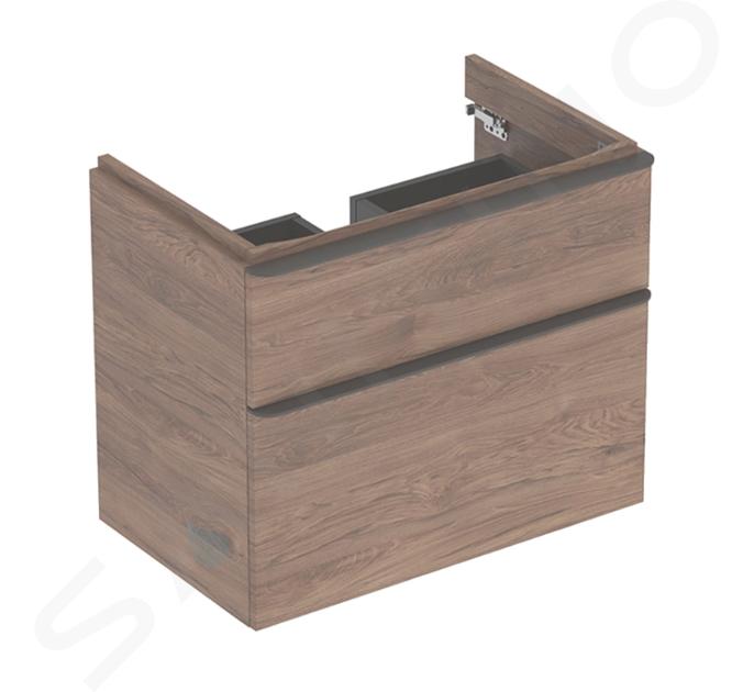 Geberit Smyle Square - Meuble pour lavabo, 73x47x62 cm, 2 tiroirs, noyer / lave 500.353.JR.1