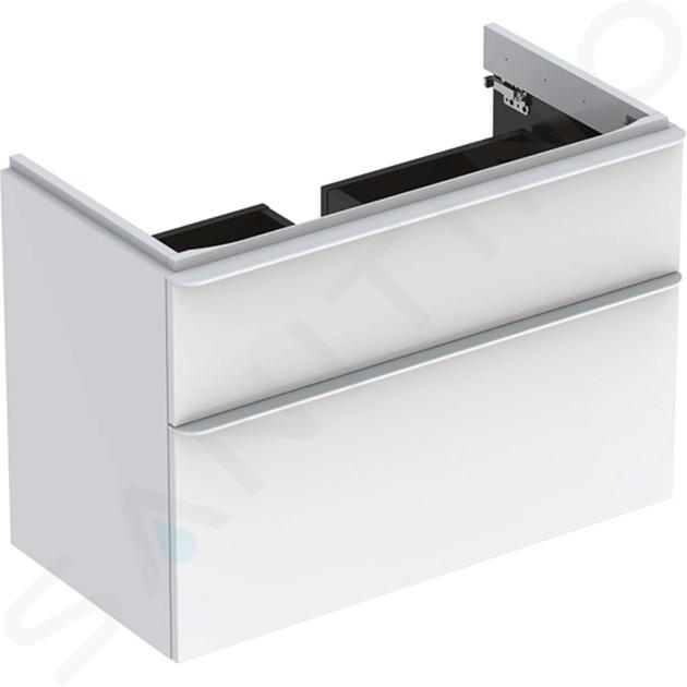 Geberit Smyle Square - Meuble pour lavabo, 884x470x617 mm, 2 tiroirs, blanc brillant / blanc mate 500.354.00.1