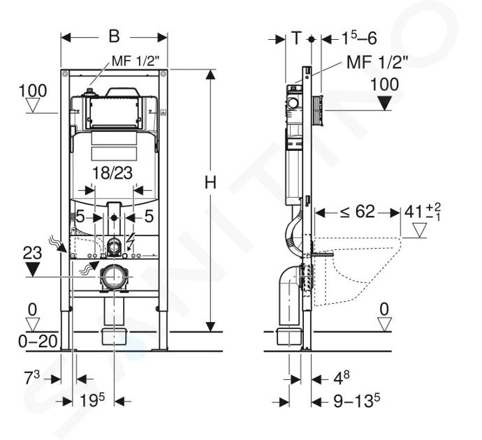 Raak verstrikt In detail broeden Geberit Duofix - Inbouwreservoir voor hangend toilet, hoogte 1,2 m  111.023.00.1 | Sanitino.nl