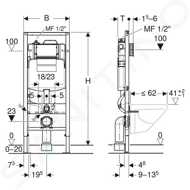 Voorwaarden Uitgestorven Naar behoren Geberit Duofix - Inbouwreservoir voor hangend toilet, hoogte 1,2 m  Inbouwreservoir voor hangend toilet Inbouwreservoir voor hangend toilet,  hoogte 1,2 m 111.047.00.1 | Sanitino.nl