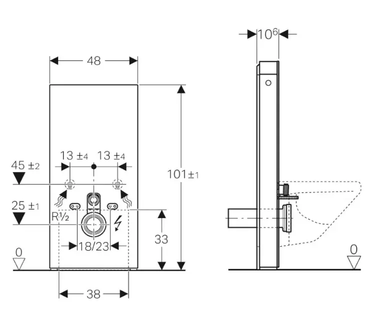 Geberit 131.231.SI.5 MONOLITH PLUS modulo sanitario per WC sospeso