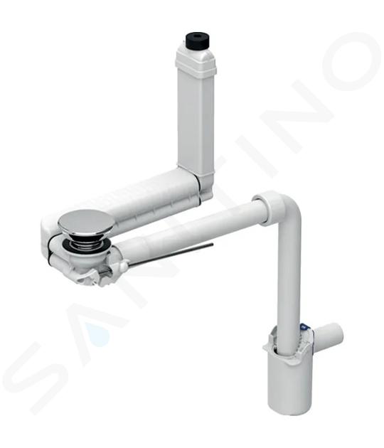 Geberit Accessoires - Siphon de lavabo gain de place Clou, pour commande par tirette, chrome 152.059.21.1