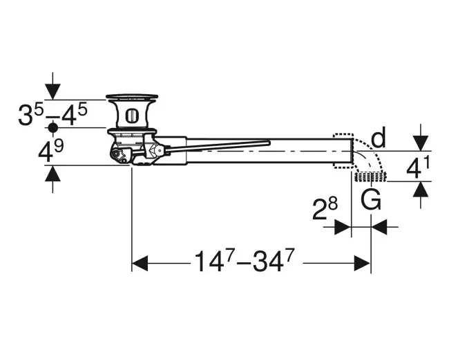 Geberit 240.216.00.1, Trop-plein Geberit à sortie apparente, pour siphon d' évier